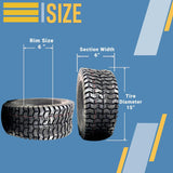 (2) New 15x6.00-6 TURF TIRES 4 Ply W/Tubes for Garden Tractor / Rider / Mower