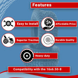 2 (TWO) 16x6.50-8 Turf Tires 4 PR Tubeless Lawn Mower Tires