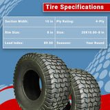 Two- 20x10.00-8 Lawn Tractor Tires 4PR Turf Mower TIRES 20x10-8 Tubeless