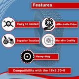 Two 18x9.50-8 Riding Lawn Mower Garden Tractor Turf Tires 4ply Rated Tubeless Non-Directional Garden Tractor Riding Farming Heavy Duty Tires for Lawn