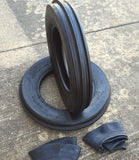 TWO 400X15, 400-15, 4.00X15, 4.00-15 3 Rib Tractor Tires with Tubes