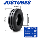 11L-15 11LX15 3 Rib Heavy Duty Tractor Tire 8 Ply Tubeless F2