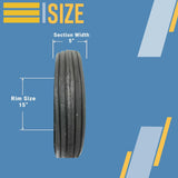 5.00-15 Farm Rib Implement Tire & Tube Set (2-Pack) | I-1 Wagon & Cart 500-15