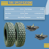 2 New 4.10/3.50-4 Stud Tires + TR87 Bent Stem Tubes 410/350-4 Cart Dolly