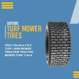 Two-11X4.00-4 4 Ply Turf Lawn Mower Tires PAIR Tractor Mower Turf 11x4-4, 11x4x4