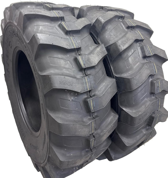 2-Pack 17.5-24 R4 Heavy Duty Industrial Tires – Tubeless Rear Tractor Loader Grader Backhoe 17.5x24