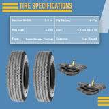 2 New 4.10/3.50-4 Sawtooth Tires + Tubes TR87 Bent Stem 410/350-4 Hand Truck