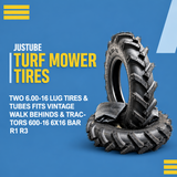 Two 6.00-16 Lug Tires & Tubes – R1 Bar Tread for Vintage Tractors & Walk-Behind Equipment