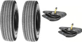 2 New 4.10/3.50-6 Sawtooth Tires + Tubes 410/350-6 4 Ply Dolly Cart Go Kart Lawn