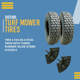 2 New 4.10/3.50-4 Stud Tires + Tubes TR13 Straight Stem 410/350-4 Hand Truck