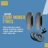 2 New 4.80/4.00-8 Wheelbarrow Tires + Tubes 480/400-8 4 Ply Cart Lawn Trailer