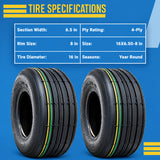 Two 16X6.50-8 4 Ply Rib 16 650 8 Lawn Tractor Mower Tires 16-6.50-8 W TUBES