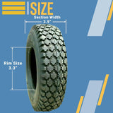 2 New 4.10/3.50-6 Stud Tires + TR87 Bent Stem Tubes 410/350-6 Cart Dolly