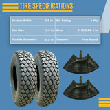 2 New 4.10/3.50-4 Stud Tires + Tubes TR13 Straight Stem 410/350-4 Hand Truck