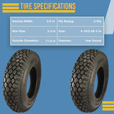 2 New 4.10/3.50-5 Stud Tires 4 Ply 410/350-5 Snowblower Hand Truck Dolly