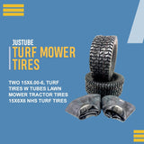 (2) New 15x6.00-6 TURF TIRES 4 Ply W/Tubes for Garden Tractor / Rider / Mower