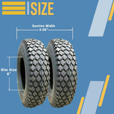 2 New 4.80/4.00-8 Stud Tires + Tubes 480/400-8 Tiller Cart Go Kart Gravely