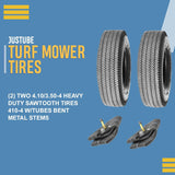 2 New 4.10/3.50-4 Sawtooth Tires + Tubes TR87 Bent Stem 410/350-4 Hand Truck