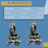 2 New 6-12 R1 Bar Lug Tractor Tires w/Tubes 6x12 Heavy Duty Mud Grip