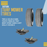 Two 4.10/3.50-5 Sawtooth Tires W/ TR87 bent stem Tubes Cart Dolly 410/350-5