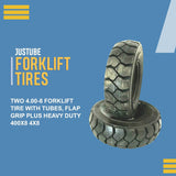 🔧 TWO NEW 4.00-8 Forklift Tires with Tubes - Flap Grip Plus Heavy Duty for Warehouse & Industrial Equipment