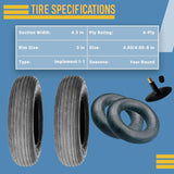 2 New 4.80/4.00-8 Wheelbarrow Tires + Tubes 480/400-8 4 Ply Cart Lawn Trailer