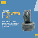 2 Tires 13x5.00-6 Turf Lawn Mower 13x5-6 P332 Garden Tractor Tubeless 13x5x6