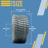 2 Tires 13x5.00-6 Turf Lawn Mower 13x5-6 P332 Garden Tractor Tubeless 13x5x6