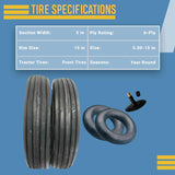5.00-15 Farm Rib Implement Tire & Tube Set (2-Pack) | I-1 Wagon & Cart 500-15