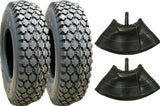 2 New 4.80/4.00-8 Stud Tires + Tubes 480/400-8 Tiller Cart Go Kart Gravely