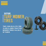 Two 16X6.50-8 4 Ply Rib 16 650 8 Lawn Tractor Mower Tires 16-6.50-8 W TUBES