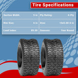 Two 13x5.00-6 13/500-6 Turf Tires 4 Ply D265 — Lawn Mower & Garden Tractor