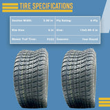 2 Tires 13x5.00-6 Turf Lawn Mower 13x5-6 P332 Garden Tractor Tubeless 13x5x6
