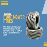 Two 24x12x12 Riding 24X12.00-12 Lawn Mower Tractor Tires Tubeless 24x1200x12