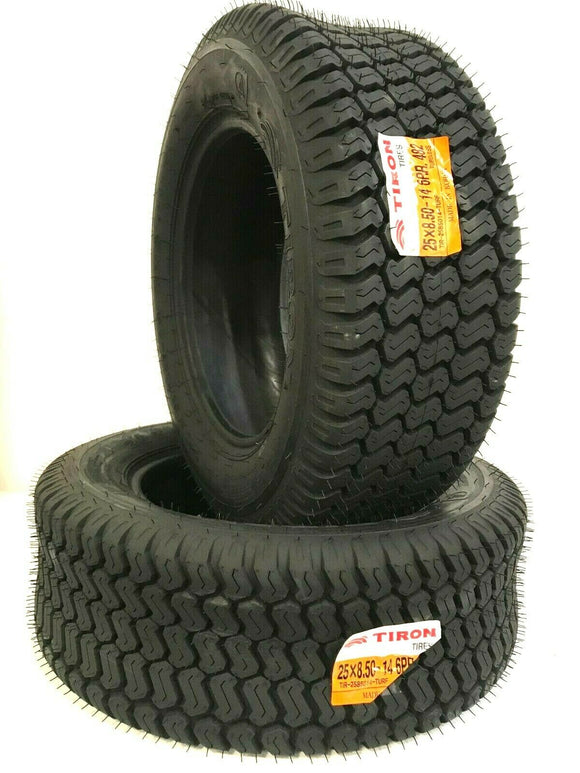 Two New 25X8.50-14 R3 482 6PR TL 6 Ply Lawn & Garden Tractor Turf Tire
