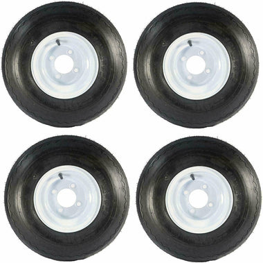 4 (FOUR) 18x8.50-8 Golf Cart Kart Fits EZ Go Tire & Wheel Rim 4 Lug White