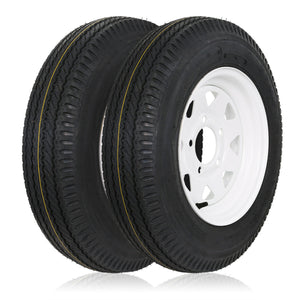 TWO 5.30-12 530-12 5.30x12 Trailer Tires with Rims 5 Lug Load Range C 6 Ply