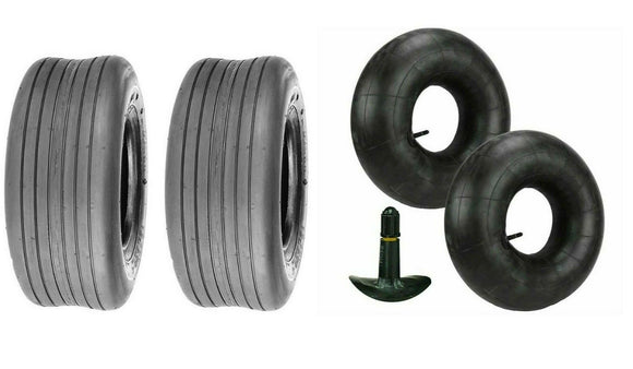 2 New 11x4.00-5 4 Ply Rib Tires w Tubes Lawn tractor Go karts