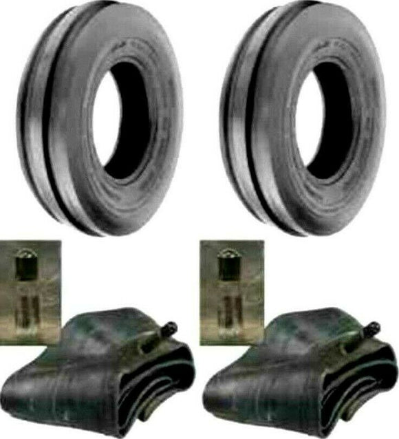 TWO 5.00-12 Front Tractor Tires  W/Tubes Tri-Rib 3 Rib 500X12 500-12