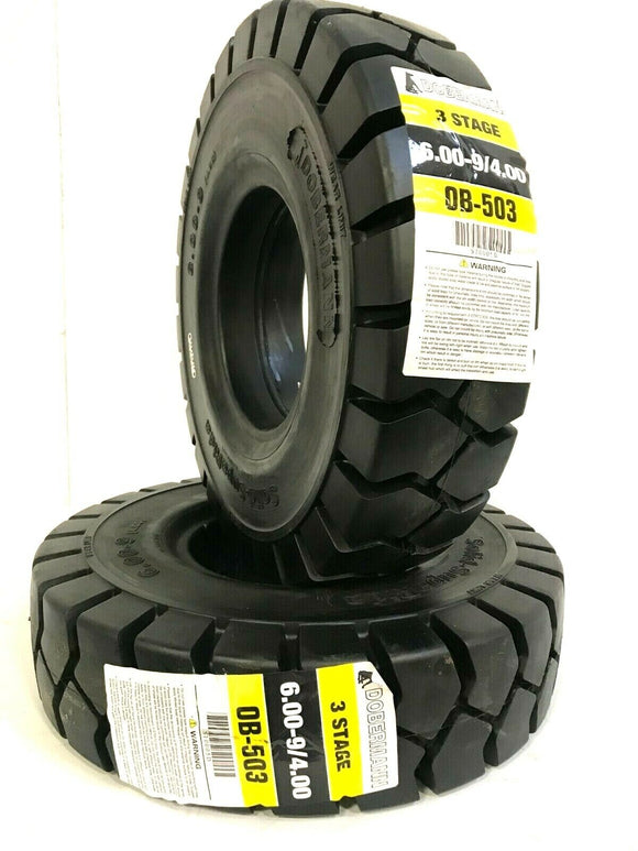 Two- 6.00-9 Tires Solid Solver Forklift Tire 6.00/9 Flat Proof 6009 6.00-9 (4.00)