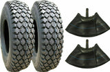 2 New 4.80/4.00-8 Stud Tires + Tubes 480/400-8 Tiller Cart Go Kart Gravely