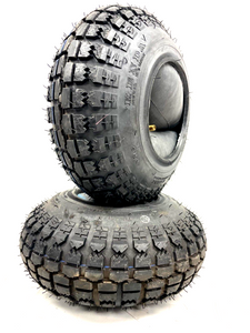 Two 4.10/3.50-5 Stud Tread Tires Same As 4.10-5 W/tubes TR87 Bent Stem 410/350-5