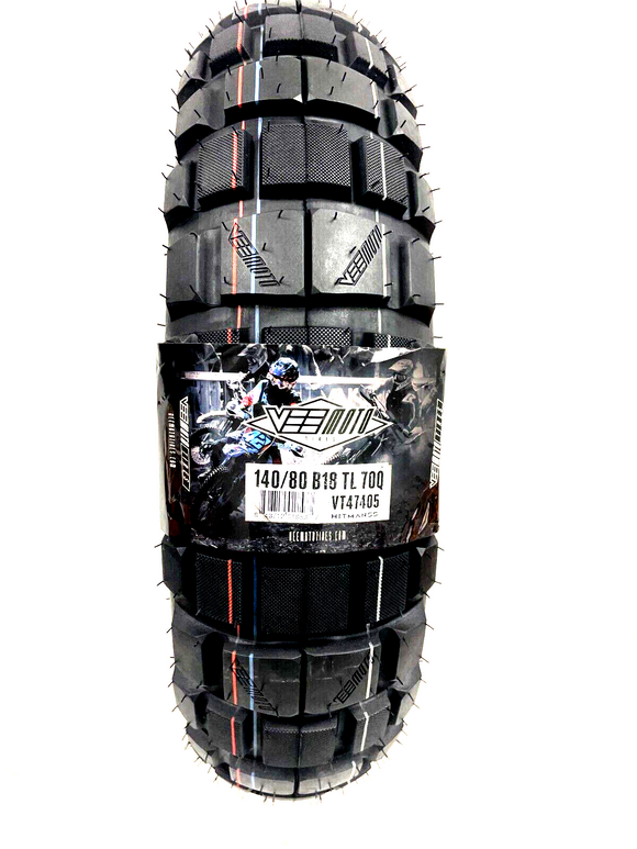 VeeMoto Hitman 140/80-18 Dirt Bike Tire Dual Sport 140/80B18 Tubeless