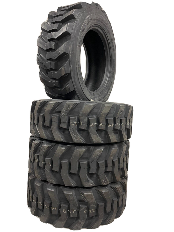 FOUR- NEW 10X16.5 Skid Steer Loader Heavy Duty Tires Sidewall Protection