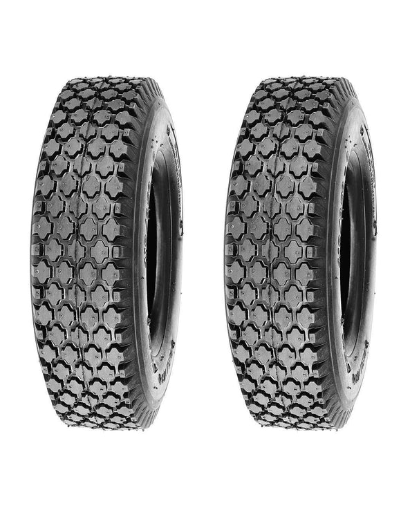 TWO 4.10/3.50-5  Stud Tread Tires 4 ply 4.10-5 Dolly, Handtruck, Lawn Gardent Tubeless