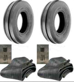 Two -5.00-15 Front Tractor Tri-Rib F2 Tires With Tubes